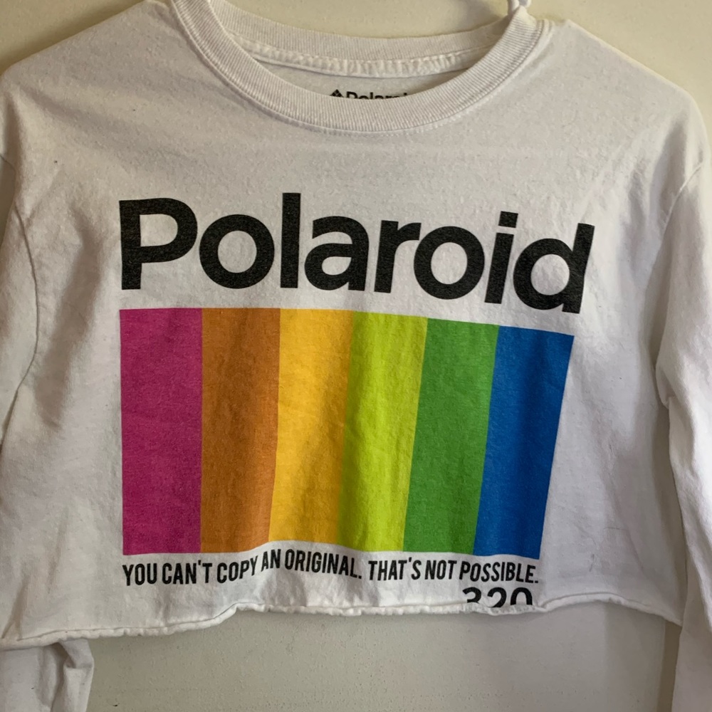 Small, cropped Polaroid long sleeve shirt